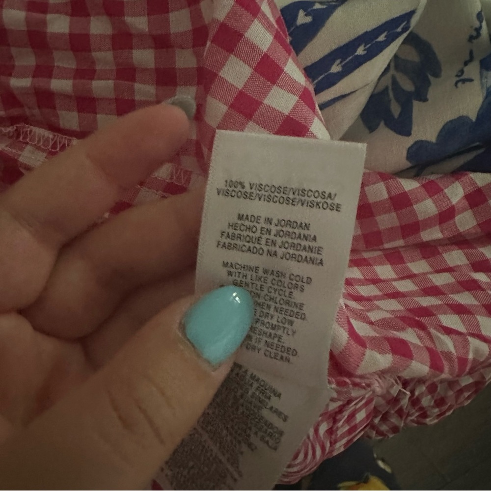 Jones New York || baby pink gingham tie front button down blouse - Picture 8 of 8